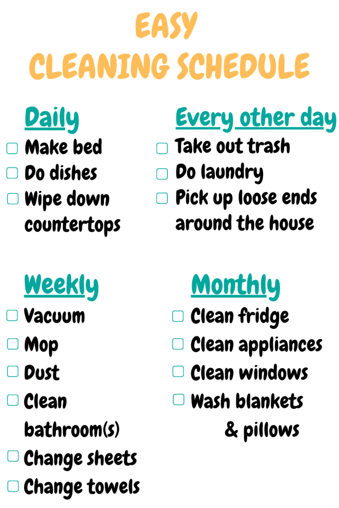 easy cleaning schedule checklist daily weekly monthly cozy home hacks